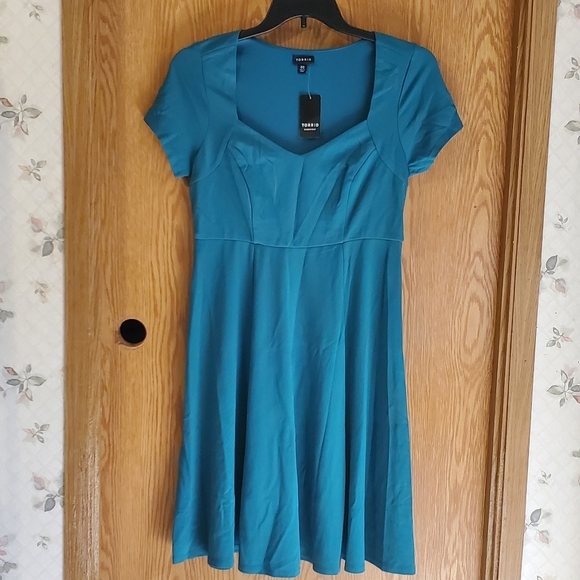 Torrid aqua ponte skater mini dress short sleeve size 10 - Picture 4 of 14